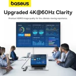 Baseus Metal Gleam 11-in-1 hub 4K display clarity infographic