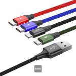 Baseus 4 in 1 USB to Lightning, Dual Type C and Micro Charging Cable Data Sync for iPhone Samsung s9 s8 Plus Note 9 8 - Image 3