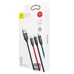 Baseus Three Primary Colors 3-in-1 Cable USB For M+L+T 3.5A 30CM Black - Image 4