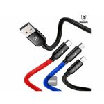 Baseus Three Primary Colors 3-in-1 Cable USB For M+L+T 3.5A 30CM Black - Image 3