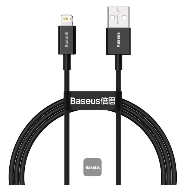 1652950249-1.jpg Baseus Superior Series USB to Lightning-Fast Charging Cable Data Transfer 2.4A for iPhone 13 12 11 Pro Max Mini XS X 8 7 6 5 SE iPad and More 1M Black - Image 1