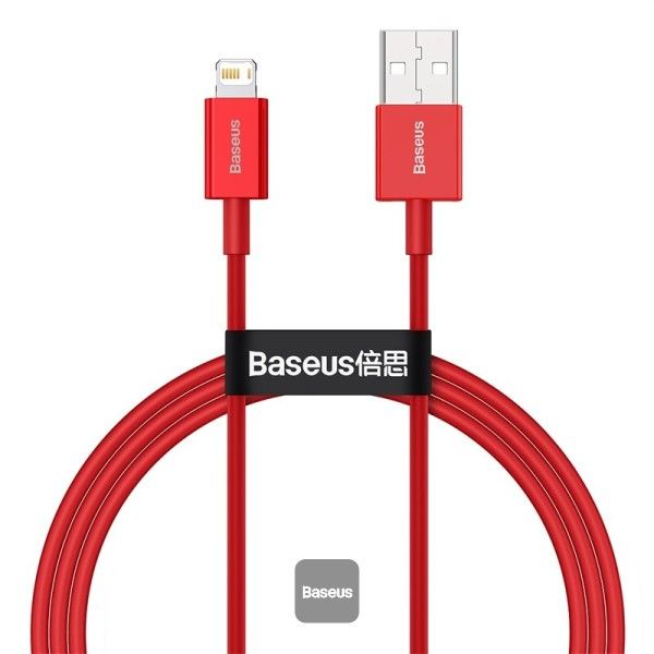 1652952135-1-1.jpg Baseus Superior Series USB to Lightning-Fast Charging Cable Data Transfer 2.4A for iPhone 13 12 11 Pro Max Mini XS X 8 7 6 5 SE iPad and More 2M Red - Image 1
