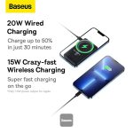 Baseus Magnetic Bracket Wireless Fast Charge Power Bank 10000mAh 20W Blue(With Baseus Simple wiring Type-C to Type-C 60W（20V/3A）30cm Black) Overseas Edition - Image 6