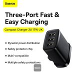 Baseus Compact Charger 3U/17W/UK - Mini Size - Smart Recognition Chips Black CCXJ020301 - Image 8