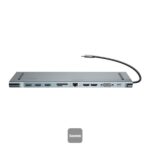 Baseus 11-in-1 USB-C Hub in dark gray - front view of the multiport HD adapter