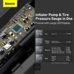 Baseus inflator pump with large LED pressure gauge display