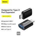 Baseus Type-C to USB-A OTG Adaptor connecting a flash drive