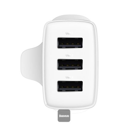 Baseus Compact Charger 3U 17W with three USB-A ports, side view