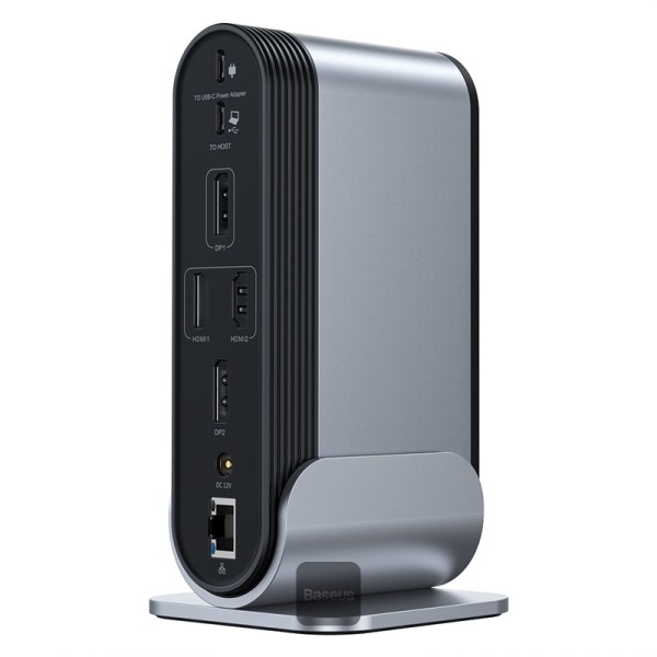 1680681070.jpg Baseus 4-in-1 Type-C Hub Adapter (US+EU+UK) Dark Gray - CAHUB-HGOG