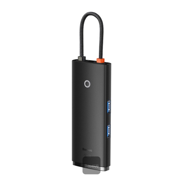 1681205383 Baseus Lite Series 6-Port USB-C hub docking station in black, showing HDMI, dual USB 3.0, PD and SD/TF ports