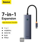 Baseus Metal Gleam 7-in-1 USB-C Hub – 4K HDMI, 100W PD, USB 3.0 & SD/TF Card Reader (Space Grey) - Image 5
