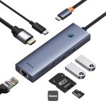 Baseus Metal Gleam 7-in-1 USB-C Hub – 4K HDMI, 100W PD, USB 3.0 & SD/TF Card Reader (Space Grey) - Image 2
