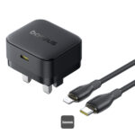 Baseus Palm Fast Charger 20W USB-C UK Plug with Type-C to Lightning Cable – Black (P1011160C113-02)