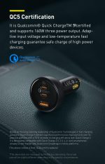 Baseus Multi-Port Fast Charge Car Charger C+C+U 160W - Image 2