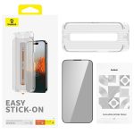 Baseus Privacy Screen Protector for iPhone 15 Pro Max - Sapphire Series Tempered Glass with Anti-Dust Filter, Clear - Image 2