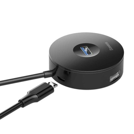 Baseus Airjoy round box HUB adapter（USB3.0 to USB3.0*1+USB2.0*3）10cm Black