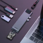 Baseus thunderbolt C+Pro Seven-in-one smart HUB docking station Grey - Image 4