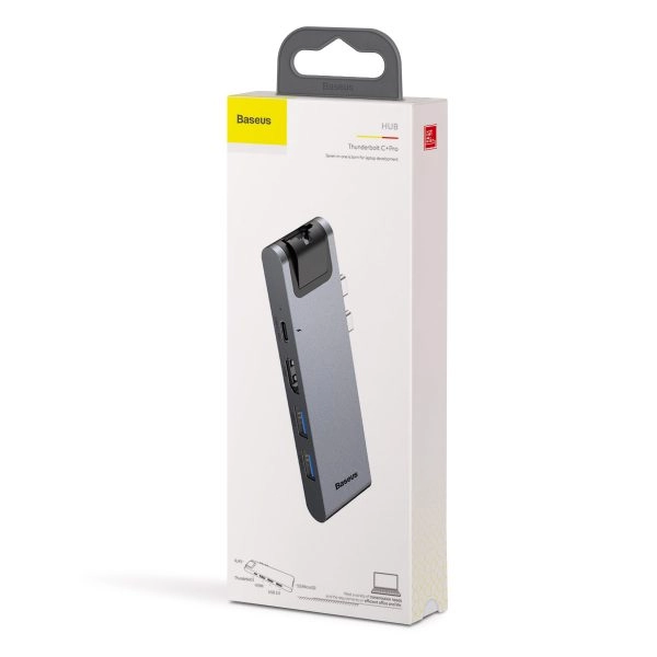 600x6001-1.webp Baseus thunderbolt C+Pro Seven-in-one smart HUB docking station Grey - Image 1