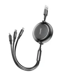 Baseus 3-in-1 Elastic Data Cable - USB-C Lightning Micro USB 3.5A Fast Charging Retractable