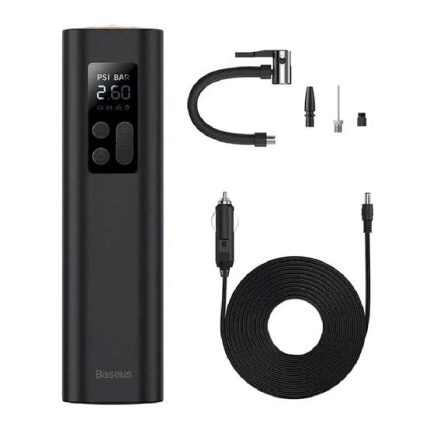 Baseus Super Mini inflator pump with 12V cable and adapter nozzles