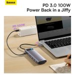 Baseus Metal Gleam Series 12-in-1 Multifunctional Type-C HUB Docking Station Gray（Type-C to HDMI*1+USB3.1*2+USB3.0*2+Type- C3.1*1+PD*1+RJ45*1+SD/TF*1+DP*1+3.5m m*1) - Image 2