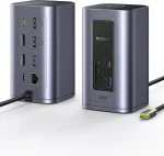 Baseus 12-in-1 USB-C docking station ports — dual HDMI, USB-C, USB-A, RJ45