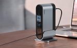 Baseus Working Station Four-Screen Multifunctional Type-C HUB Adapter （US+EU+UK)Dark gray (CAHUB-HGOG) - Image 4
