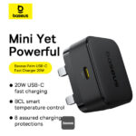 Baseus Palm Fast Charger 1C 20W UK Cluster Black (P1011160C113-00) - Image 2