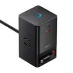 Baseus GaN5 Pro 65W Digital Power Strip - side view showing 65W GaN badge and AC outlets