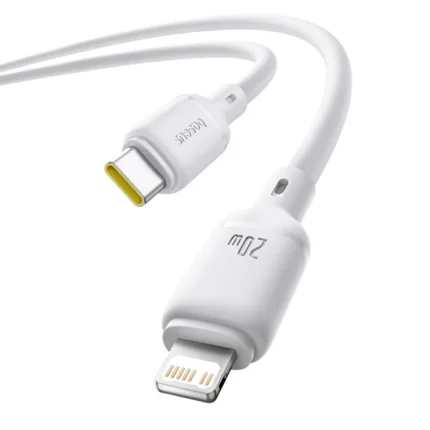 Baseus Silky Series USB-C to Lightning fast charging cable, 1m, Moon White - full cable view