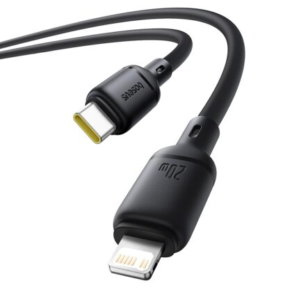Baseus USB-C to Lightning cable connector close-up, Cluster Black