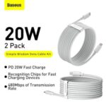 Baseus Simple Wisdom 2-pack of USB-A to Lightning Data Cable Kit - Image 3