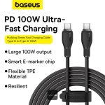 Baseus Pudding Series USB-C to USB-C 100W Fast Charging Cable 2M Cluster Black - Image 4