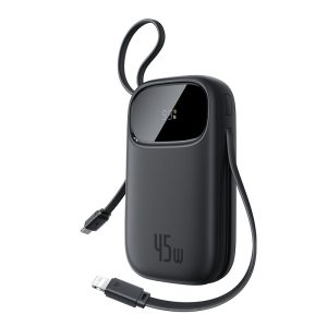 Baseus EnerFill FC31 power bank 20000mAh 45W with built-in Type-C and Lightning cables, Cosmic Black