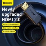 Baseus HDMI to HDMI cable 8m badge highlighting new upgraded HDMI 2.0 support
