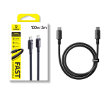 Baseus New Braided 100W USB-C to USB-C Fast Charging Cable Cosmic Black 2M - Image 3