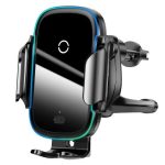 Baseus wireless car charger holder front view showing motorized clamping jaws