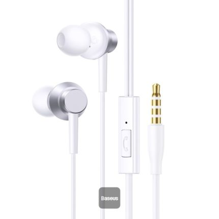 Baseus Encok HZ11 white earphones, Moon White wired earphones with in-line mic