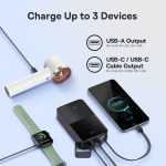 Durable braided nylon cable on Baseus power bank, rated for 10,000 bends