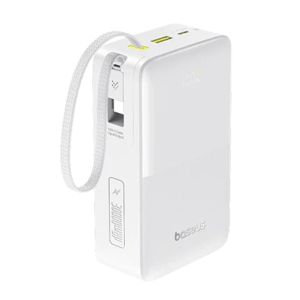 Baseus EnerFill FC51 Bipow 2 Pro 30000mAh Moon White power bank with built-in cable