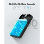Baseus FM41 20000mAh power bank capacity infographic: about 4 iPhone charges